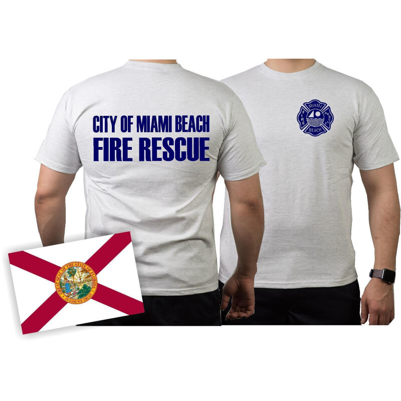 T-Shirt ash Miami Beach Fire Rescue blue 