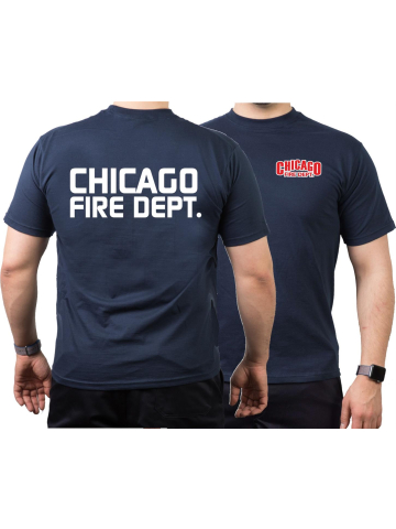 CHICAGO FIRE Dept. T-Shirt marin, avec moderner police de caractère