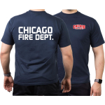 CHICAGO FIRE Dept. T-Shirt marin, avec moderner police de caractère
