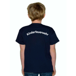 Kinder-T-Shirt azul marino, R&uuml;ckentext:...