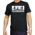 T-Shirt black, FEUERWEHR, Motive: TH, EH und Brandbekämpfung in weiß XXL