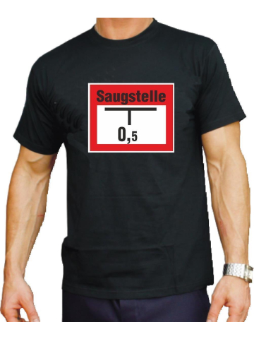 T-Shirt black, Saugstellen-Schild (rot/weiß)