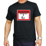 T-Shirt black, Saugstellen-Schild (rot/weiß)