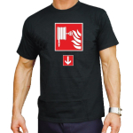 T-Shirt black, Hinweißchild "Löschschlauch" (rot/weiß)