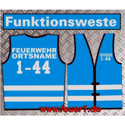 Funktionsweste blau with silverner font