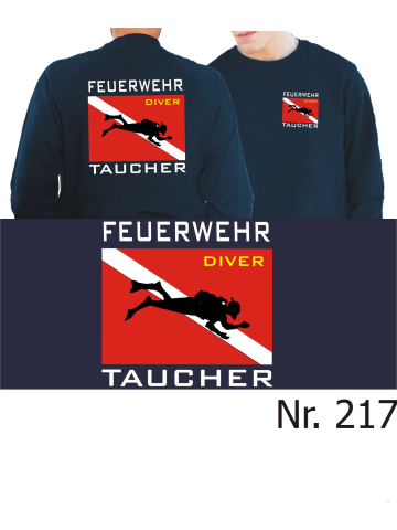 Sweat azul marino, "Feuerwehr Taucher" con Diver Flagge
