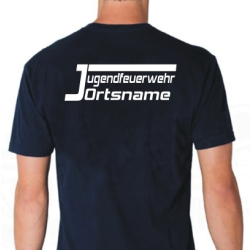 T-Shirt blu navy, font "JO" Jugendfeuerwehr con...