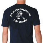 T-Shirt blu navy, font "MJ6" Jugendfeuerwehr con nome del luogo