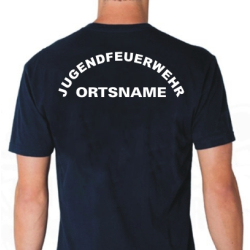 T-Shirt navy, Schrift "MJ" JUGENDFEUERWEHR im...