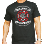 T-Shirt nero, "Symbol of Courage - Badge of Honor" (Maltese Cross)