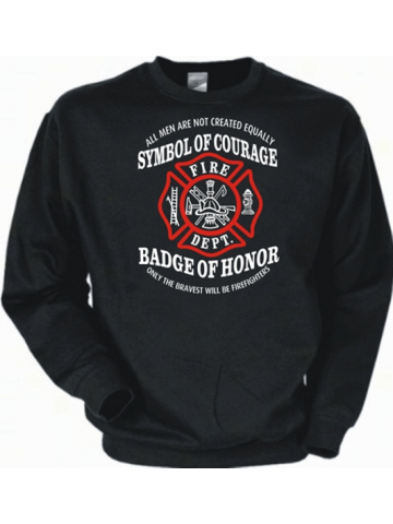 Sweat negro, "Symbol of Courage - Badge of Honor" en blanco y rojo