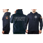 Hoodie navy, New York City Fire Dept. (outline) 343 with Emblem auf sleeve