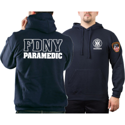 Hoodie navy, FDNY (outline) PARAMEDIC, with Emblem auf...
