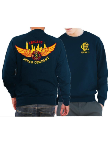 CHICAGO FIRE Dept. Squad 3 Eagle Wings Skyline, blu navy Sweat