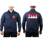 CHICAGO FIRE Dept. Sweat jacket navy, with zweifarbiger Skyline (white/red)