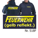 Hoodie navy, FEUERWEHR with long "F" in yellow-reflective