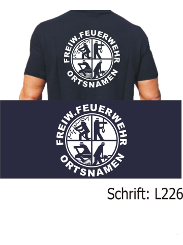 Polo with negativem Logo, FREIW. FEUERWEHR and place-name