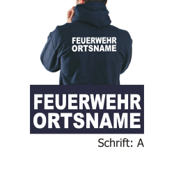 Hoodie navy, font &quot;A&quot; with place-name