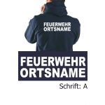 Hoodie navy, font "A" with place-name