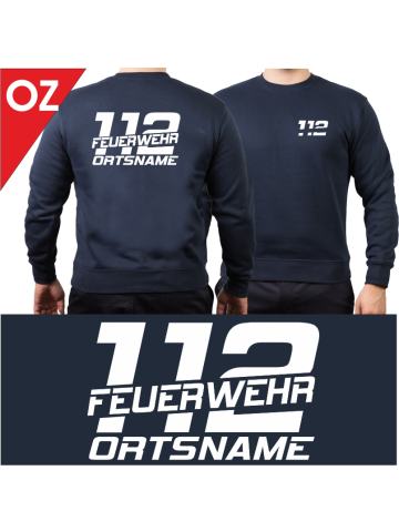 Sweat with font "OZ" (112 FEUERWEHR) with place-name