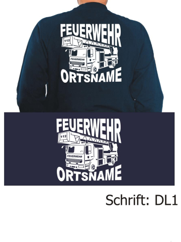 Sweat with font "DL1" (DL) with place-name geschwungen