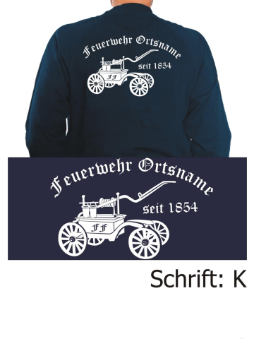 Sweat con font "K" (Kutsche) con nome del luogo e Jahreszahl