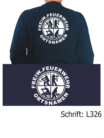 Sweat with negativem Logo, FREIW. FEUERWEHR and place-name