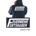Hoodie navy, font "FW2" with place-name