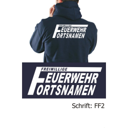 Hoodie navy, font "FF2" (with large...