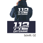 Hoodie navy, font "OZ" (112 FEUERWER) with place-name