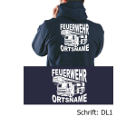 Hoodie navy, font "DL1" with place-name