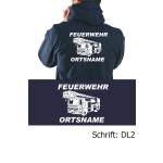 Hoodie navy, font "DL2" with place-name