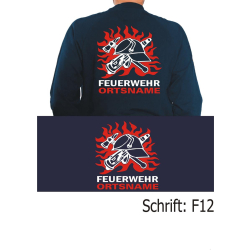 Sweat Schrift "F12" DDR-FW-Helm in Flammen mit...