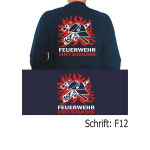 Sweat fuente "F12" DDR-FW-Helm en Llamas con ponga su nombre en blanco/rojo