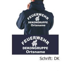 Hoodie navy, font "DK" (CSA) Dekongruppe with place-name