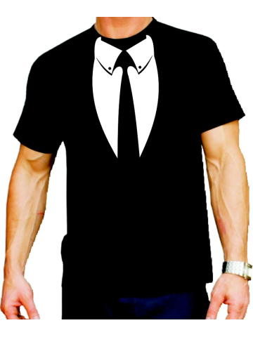 T-Shirt nero, Anonymous Anzug (bianco)