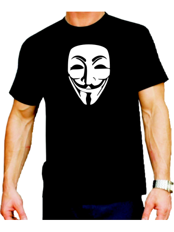 T-Shirt nero, Anonymous Maske (bianco)