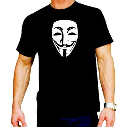 T-Shirt nero, Anonymous Maske (bianco)