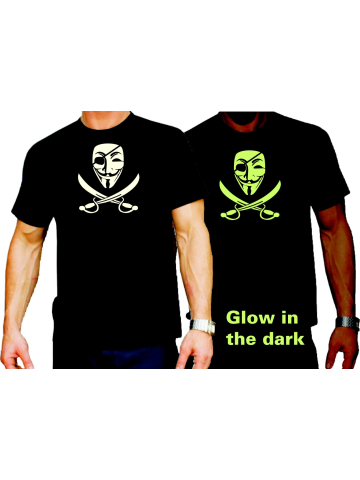 T-Shirt black, Anonymous Pirat (fluoreszierend-nachleuchtend)