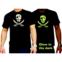 T-Shirt noir, Anonymous Pirat (fluorescent-nachleuchtend)