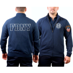 Sweatjacke navy, New York City Fire Dept.(outline) - 343 mit Emblem auf Ärmel