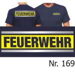 T-Shirt marin, FEUERWEHR argent/neonjaune/argent