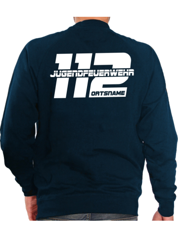 Sweat navy, font "CBJ3" JUGENDFEUERWEHR in 112 with place-name