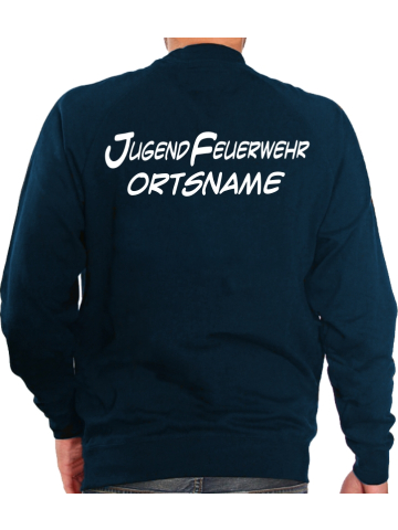 Sweat navy, font "CJ" JugendFeuerwehr, with place-name