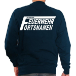 Sweat marin, police de caractère "FJ2" JUGEND F EUERWEHR avec nom de lieu
