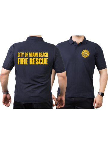 Polo navy, Miami Beach Fire Rescue, gelb