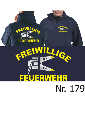 Hoodie navy, FF with Spreizer (neonyellow/white)
