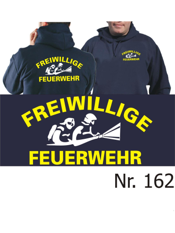 Hoodie navy, FFW mit AGT (neongelb/weiß)