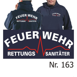 Hoodie azul marino, Rettungssanitäter (blanco/rojo)