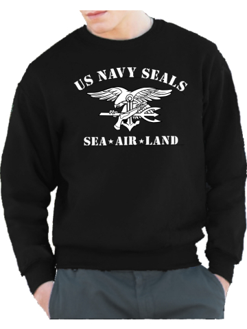 Sweat noir, marin SEAL (Sea - Air Land) blanc